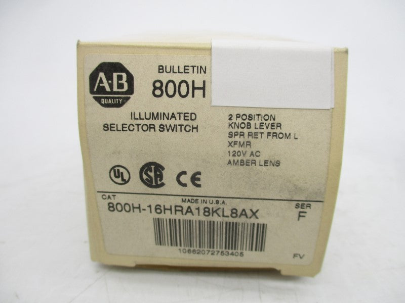 ALLEN BRADLEY 800H-16HRA18KL8AX SER. F 120VAC (WH) NSMP