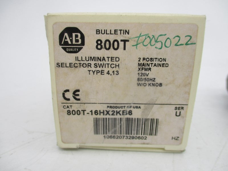 ALLEN BRADLEY 800T-16HX2KB6 SER. U 120VAC (WH) NMSP