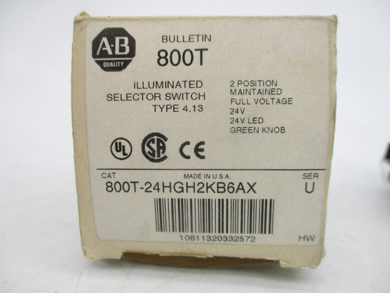 ALLEN BRADLEY 800T-24HGH2KB6AX SER. U 24V (WH) NSMP