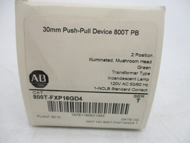 ALLEN BRADLEY 800T-FXP16GD4 SER. T 120VAC (WH) NSFS