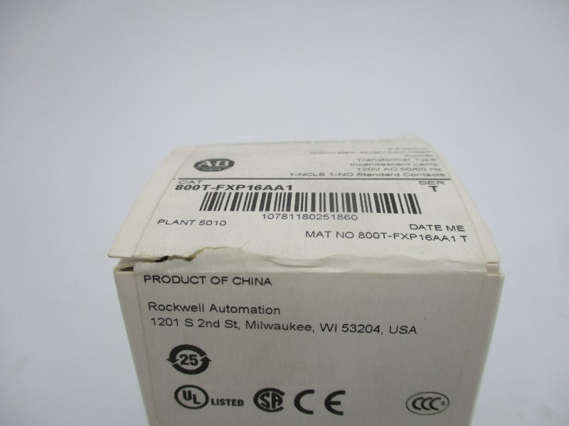ALLEN BRADLEY 800T-FXP16AA1 SER. T 120VAC (WH) NSFS