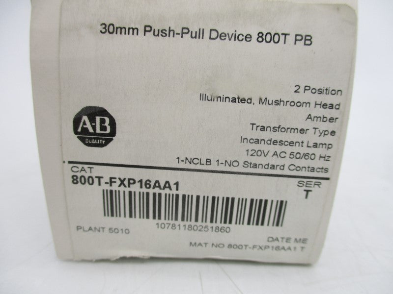 ALLEN BRADLEY 800T-FXP16AA1 SER. T 120VAC (WH) NSFS