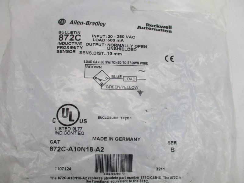 ALLEN BRADLEY 872C-A10N18-A2 SER. B 20-250VAC NSMP
