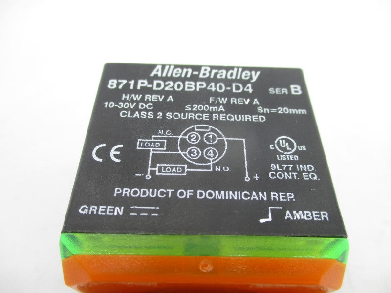 ALLEN BRADLEY 871P-D20BP40-D4 SER. B F/W A 10-30VDC NSNP