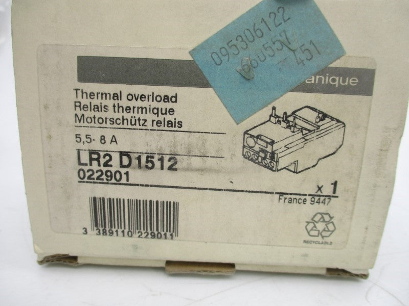 TELEMECANIQUE LR2D1512 600V 5.5-8A NSMP