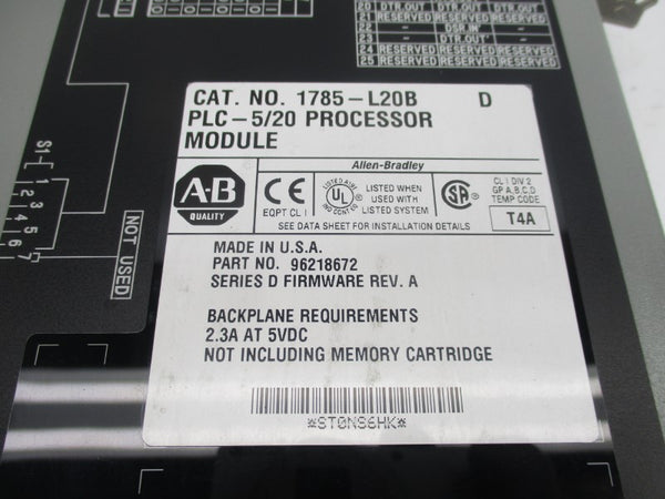 ALLEN BRADLEY 1785-L20B SER. D F/W A UNMP