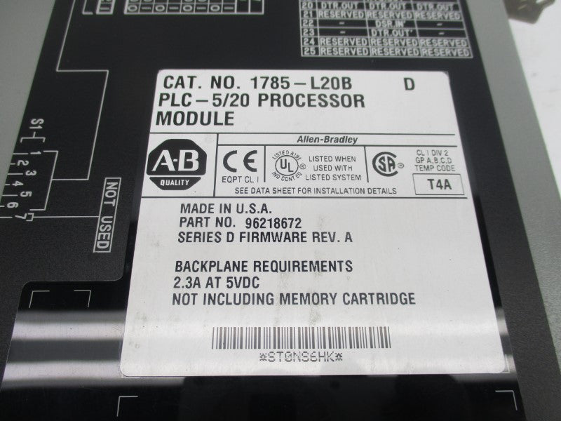 ALLEN BRADLEY 1785-L20B SER. D F/W A UNMP