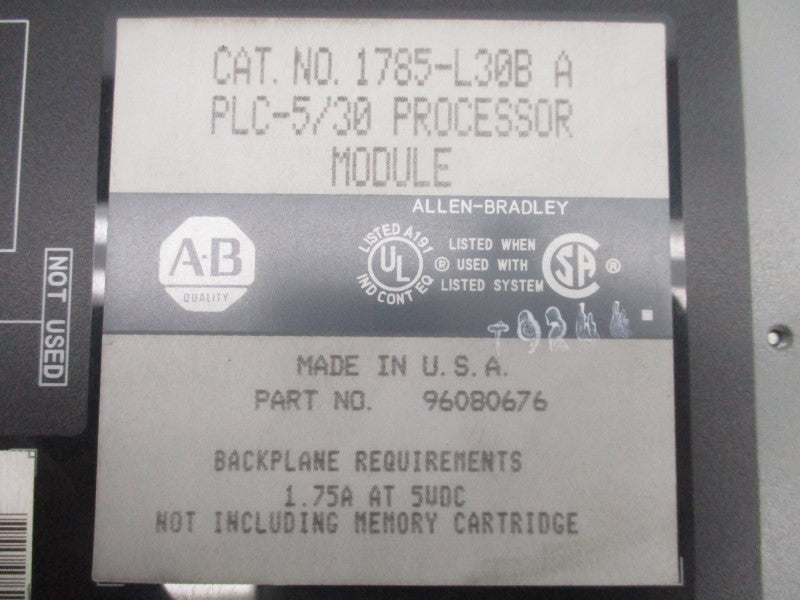 ALLEN BRADLEY 1785-L30B SER. A F/W C UNMP