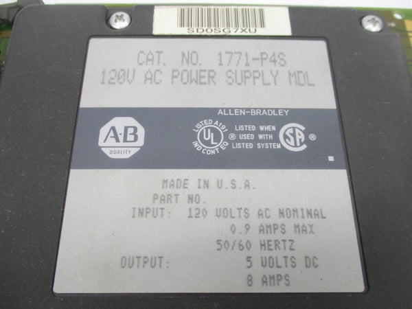 ALLEN BRADLEY 1771-P4S 120VAC (NO KEY) UNMP