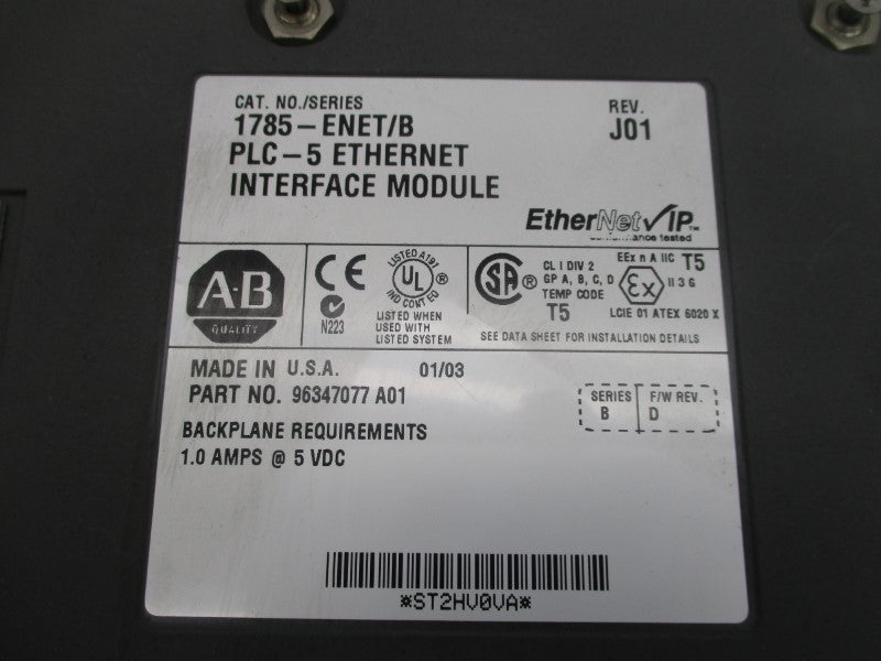 ALLEN BRADLEY 1785-ENET SER. B F/W D (NO KEY) UNMP