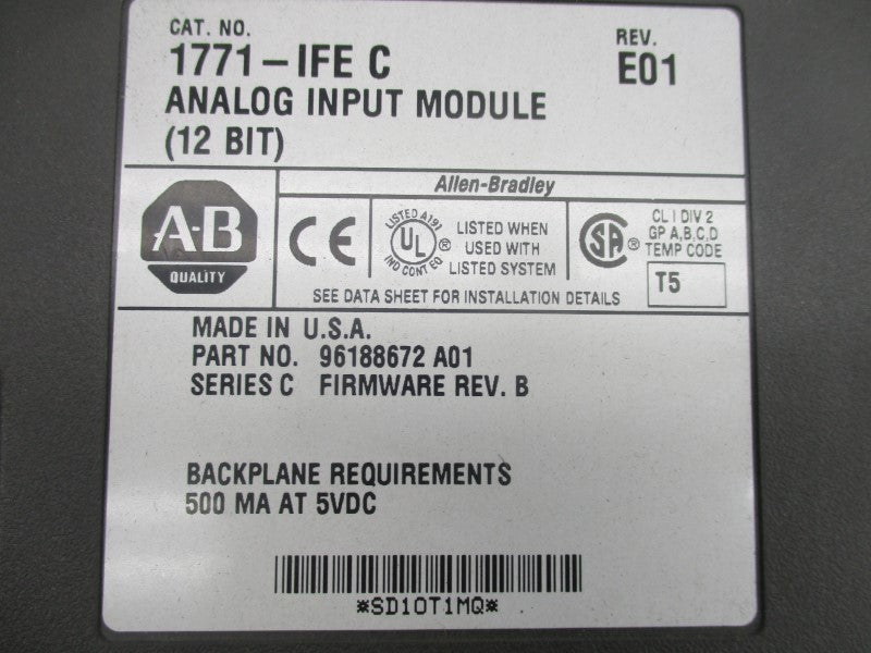ALLEN BRADLEY 1771-IFE SER. C F/W B UNMP