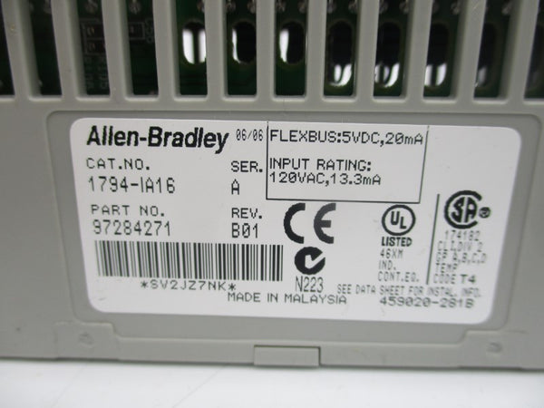 ALLEN BRADLEY 1794-IA16 SER. A 120VAC REV. B01 NSMP