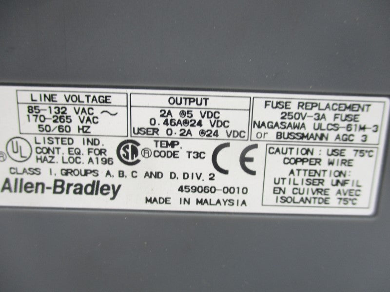 ALLEN BRADLEY 1746-P1 SER. A 85-132VAC UNMP