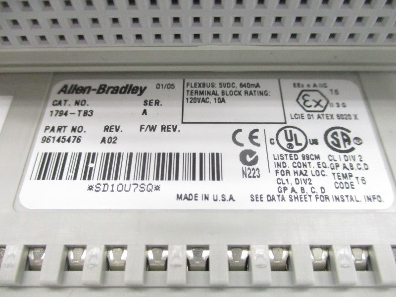 ALLEN BRADLEY 1794-TB3 SER. A 120VAC REV. A02 NSMP