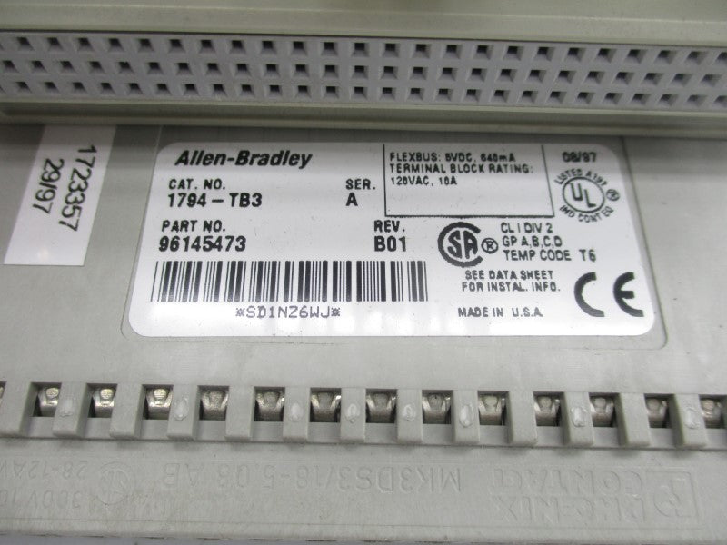 ALLEN BRADLEY 1794-TB3 SER. A REV. B01 120VAC 10A UNMP