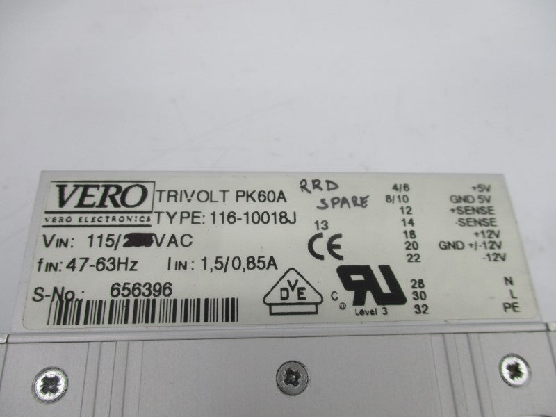 VERO ELECTRONICS 116-10018J 115VAC 1.5A NSMP