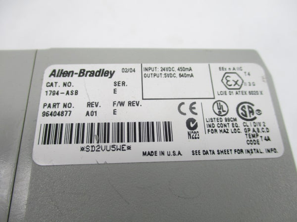 ALLEN BRADLEY 1794-ASB SER. E F/W E 24VDC REV. A01 NSNP