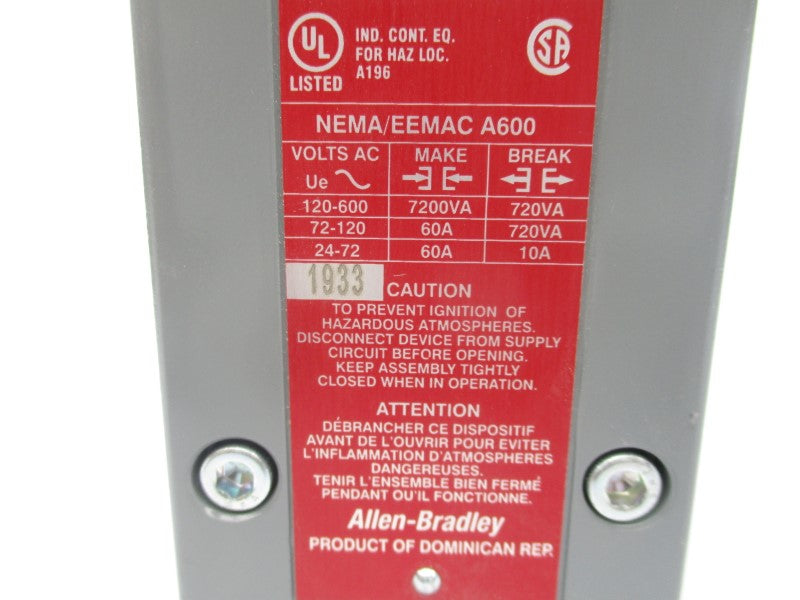 ALLEN BRADLEY 802X-B7 SER. B 600VAC NSNP