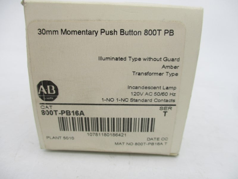 ALLEN BRADLEY 800T-PB16A SER. T 120VAC (WH) NSFS