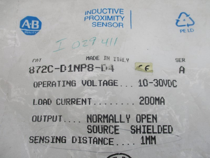 ALLEN BRADLEY 872C-D1NP8-D4 SER. A 10-30VDC NSMP