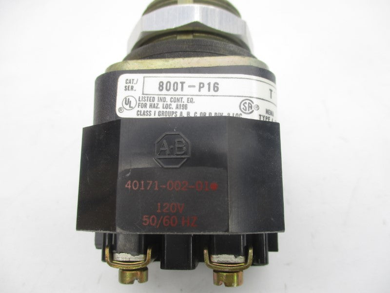 ALLEN BRADLEY 800T-P16 SER. T 120V (NO BULB) (BK/YL) NSMP