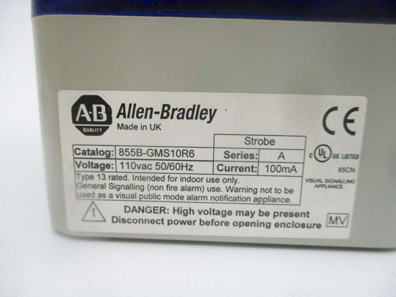 ALLEN BRADLEY 855B-GMS10R6 SER. A 110VAC (BR/WH) NSMP
