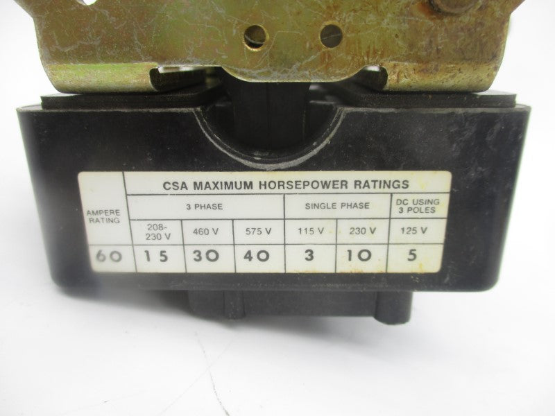 ALLEN BRADLEY 1494R-N60 SER. A 575V 60A (BR/YL) NSMP