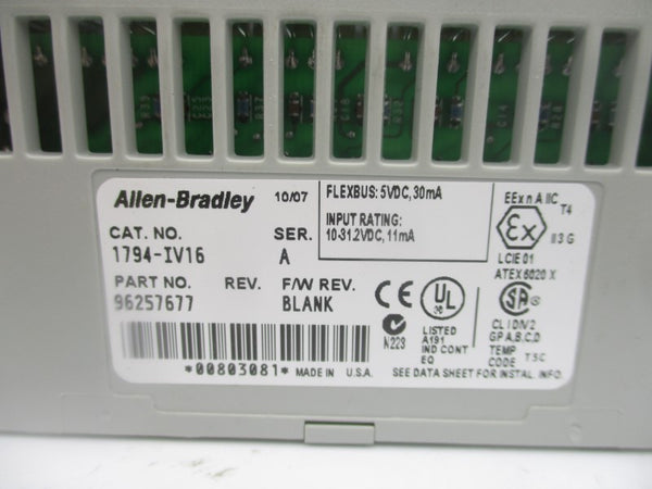 ALLEN BRADLEY 1794-IV16 SER. A 10-31.2VDC NSMP