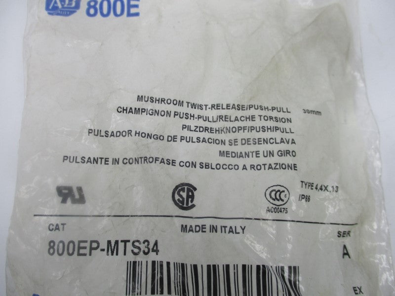 ALLEN BRADLEY 800EP-MTS34 SER. A NSMP