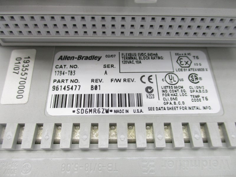 ALLEN BRADLEY 1794-TB3 SER. A 120VAC 10A REV. B01 NSMP