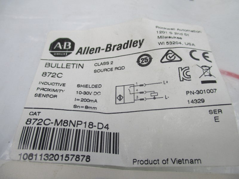 ALLEN BRADLEY 872C-M8NP18-D4 SER. E 10-30VDC NSMP