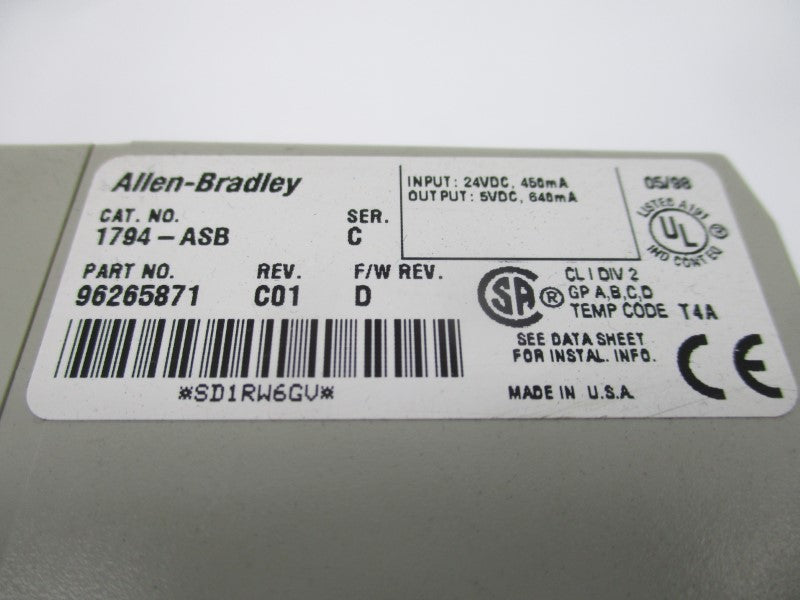 ALLEN BRADLEY 1794-ASB SER. C F/W D 24VDC REV. C01 NSMP