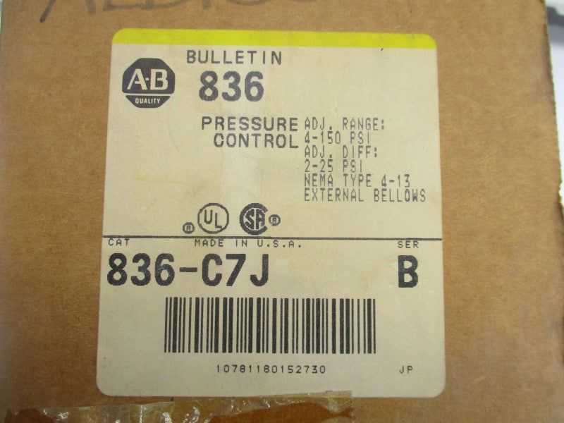 ALLEN BRADLEY 836-C7J SER. B 24-600VAC 4-150PSI (BR/YL) NSMP