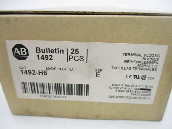 ALLEN BRADLEY 1492-H6 SER. E (PKG OF 25) (BR/WH) NSMP
