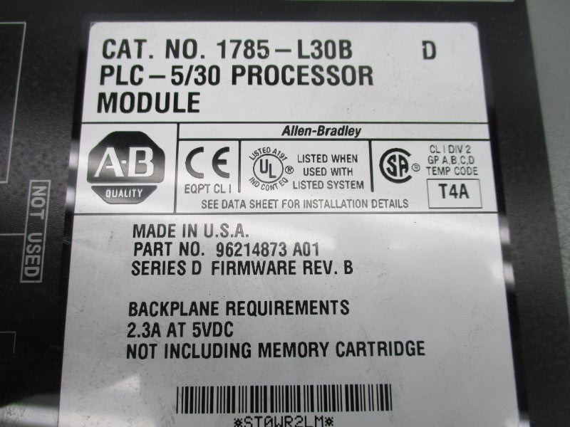 ALLEN BRADLEY 1785-L30B SER. D F/W B UNMP