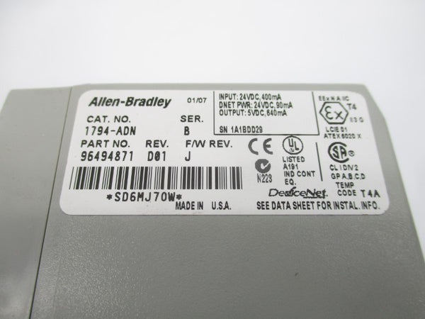 ALLEN BRADLEY 1794-ADN SER. B F/W J 24VDC REV. D01 NSMP