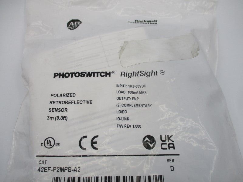 ALLEN BRADLEY 42EF-P2MPB-A2 SER. D F/W 1.000 10.8-30VDC NSMP