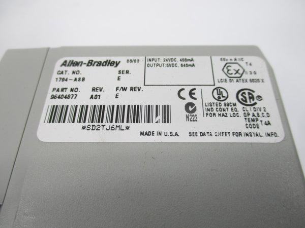 ALLEN BRADLEY 1794-ASB SER. E F/W E 24VDC REV. A01 NSMP