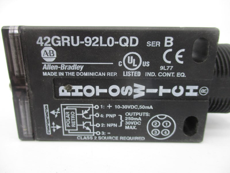 ALLEN BRADLEY 42GRU-92L0-QD SER. B 10-30VDC NSMP