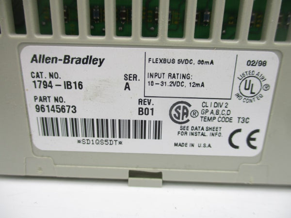 ALLEN BRADLEY 1794-IB16 SER. A 10-31.2VDC REV. B01 UNMP