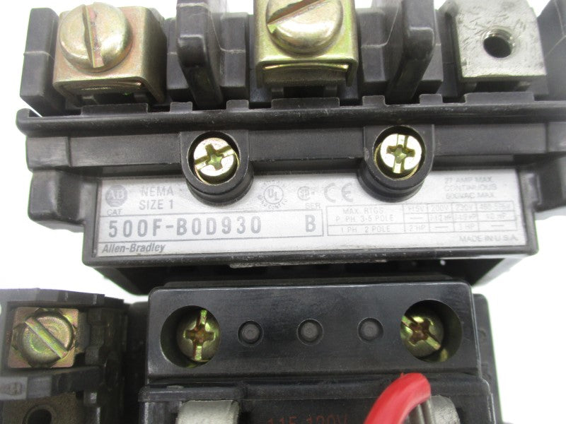 ALLEN BRADLEY 500F-B0D930 SER. B 110/115-120V 27A (AS PICTURED) UNMP