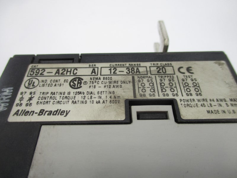 ALLEN BRADLEY 592-A2HC SER. A 600V 12-38A (AS PICTURED) UNMP