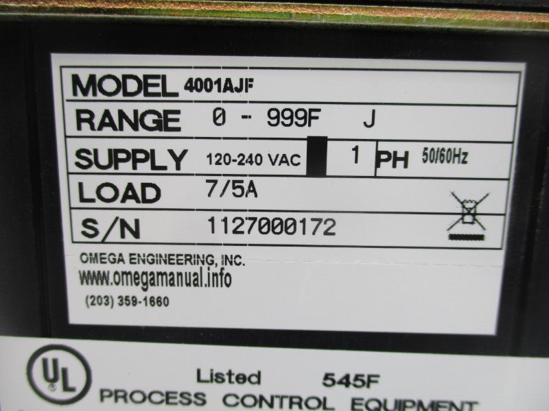 OMEGA 4001AJF 120/240VAC 7/5A 0-999F NSMP