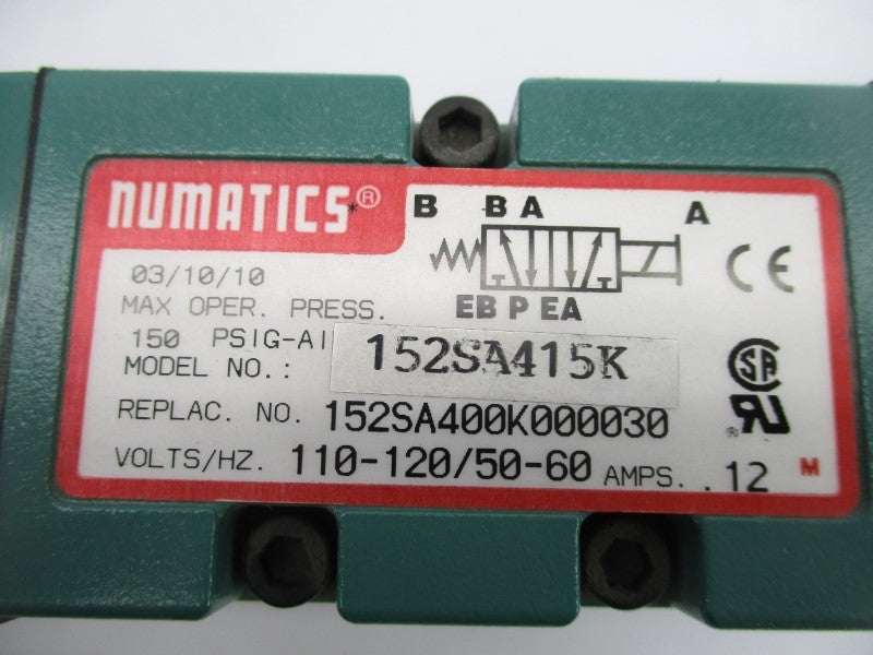 NUMATICS 152SA415K 100-115/110-120V 0.12A 150PSI NSNP
