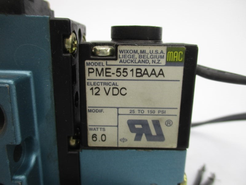 MAC 912B-PM-551BA 12VDC 25-150PSI UNMP