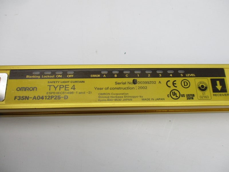 OMRON F3SN-A0412P25-D 24VDC 0.2-10M UNMP