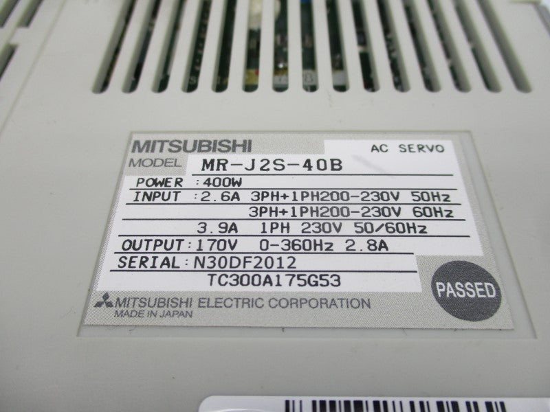 MITSUBISHI MR-J2S-40B 200-230V 2.6A UNMP