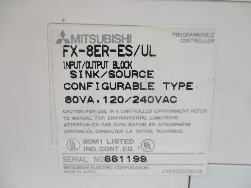 MITSUBISHI FX-8ER-ES/UL 120/240VAC UNMP
