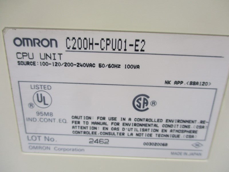 OMRON C200H-CPU01-E2 240VAC 0.3A NSNP