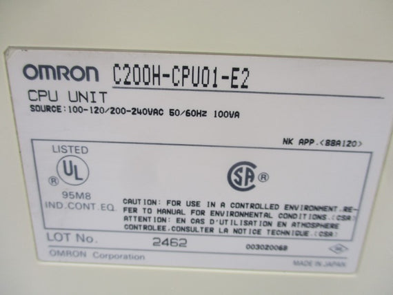 OMRON C200H-CPU01-E2 240VAC 0.3A NSNP